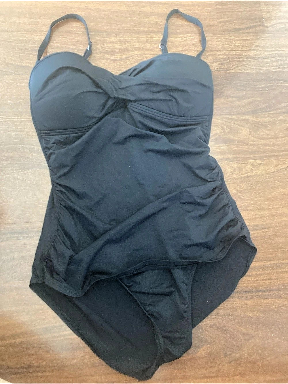 Tommy Bahama Twist Front One-Piece Swimsuit Black Size 12